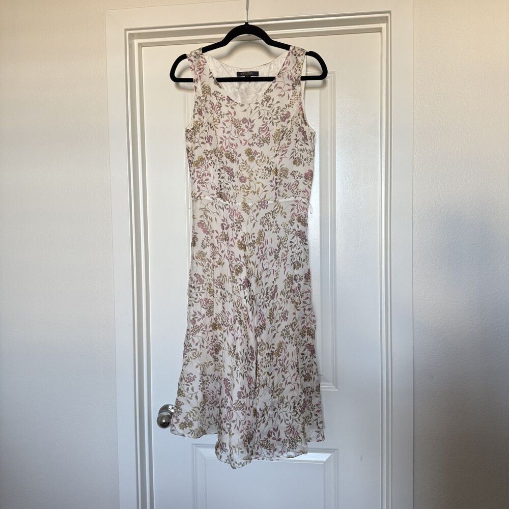 Brooks Brothers 100% Silk Dress floral spring vinyard wine grapes sz 4